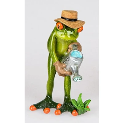 Imagen de Formano Figura decorativa de rana con regadera, pintada a mano