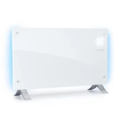 Imagen de Klarstein Bornholm Curved Ambient Convector, Calefactor bajo consumo, 1000 ó 2000 W, De 5 a 45C, Táctil, Radiador electrico Autoapagado, Programable, Certificado IP24, Blanco
