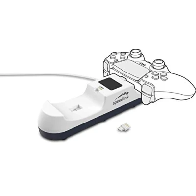 Imagen de Speedlink Jazz Cargador USB Estación de Carga para hasta 2 mandos la PS5, Blanco