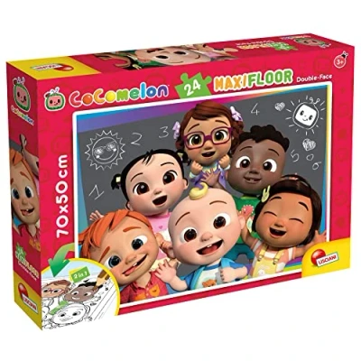Imagen de Liscianigiochi CoComelon Puzzle Maxi Floor para niños a Partir de 3 años, 24 Piezas, 2 en 1 Doble Cara con Reverso Colorear, Multicolor (90990)