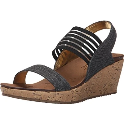 Imagen de Skechers RUMBLERS SCI FI, Sandalias con Cuña para Mujer, Black Mitobuck/ Gore/ Trim, 40 EU