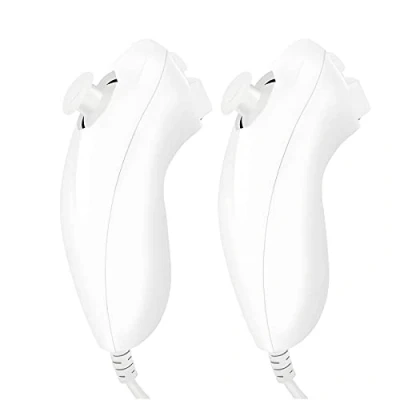 Imagen de Sporgo Juego de 2 Controladores Nunchuk para Wii: Wii U Video Gamepad, Los Nunchuck Repuesto Son Perfectamente Compatibles con la Consola y