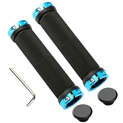 Imagen de QitinDasen 1 par Profesional manija de Bicicleta ergonómica, Mango Manillar Goma Antideslizante, MTB BMX, Protector (Azul)