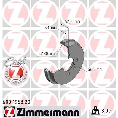 Imagen de Tambor de freno ZIMMERMANN 600.1963.20