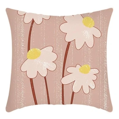 Imagen de Funda Cojines 60x60 Flores Amarillas Y Rosas Sofa Decoración Cama Lino para Hogar Dormitorio Jardín Oficina Coche Cojin