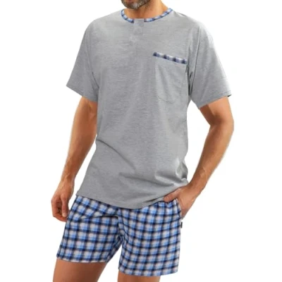 Imagen de Sesto Senso Pijamas Hombre Corto Algodon Ropa De Dormir Conjunto Camisa Manga Corta Pantalon Cortos XL Jasiek Melange