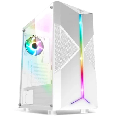 Imagen de SPIRIT OF GAMER Clone III Caja PC Gaming Blanca RGB Compatible ATX/Micro ATX/ITX Torre Vacía con Pared Lateral de Cristal Templado 2 Ventiladores 120 mm Incluido 1 ARGB