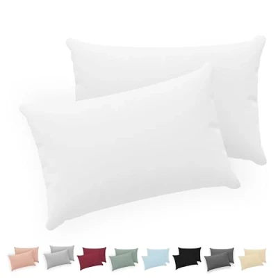Imagen de Twinzen® Funda Almohada 40x70 (Juego de 2) Blanco 100% Algodon Jersey Cojin para Cama Protector con Cremallera