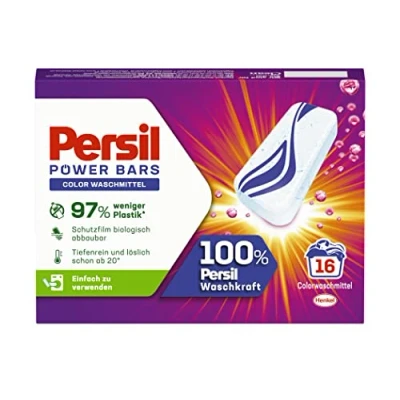 Imagen de Persil Power Bars Color Detergente (16 lavados), predosificado de colores en embalaje sostenible, para ropa higiénica limpia a partir 20 C