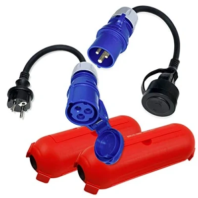 Imagen de IntuiFlex CEE Cable Adaptador Enchufe Camping con Conector Hembra e Caja de Proteccion, Juego Camping, Barco, Caravana, Autocaravana H07RN F 3 x 2,5 mm² 230 V 16 A IP44,