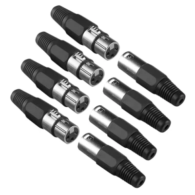 Imagen de 4set Conectores Xlr 3 Pines Conector Macho y Hembra Adaptador Canon Cable para Dmx iluminación, Cabezal de Señal Luces Escenario o Enchufe Micrófono Altavoces
