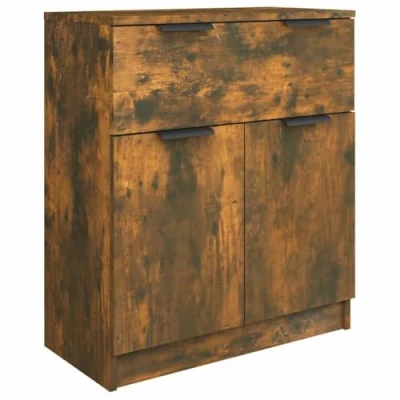 Imagen de vidaXL Aparador Armario Auxiliar Alacena Mesa Consola Entrada Pasillo Vestíbulo Recibidor Mueble Madera Contrachapada Color Roble Ahumado 60x30x70 cm