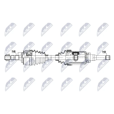 Imagen de NTY NPW DW 061 Árbol de Transmisión Eje delantero, izquierda 636mm automática CHEVROLET: Cruze Berlina