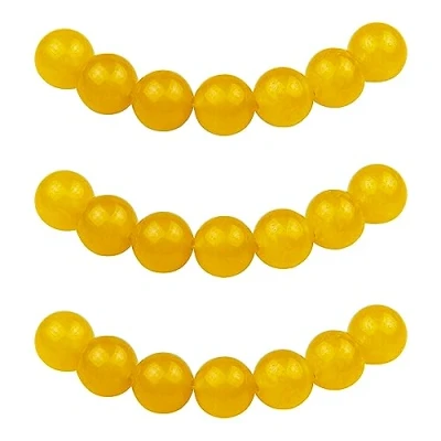 Imagen de MJDCB 12mm 30 piezas Cuentas de Piedra Jade Amarillo Redondas Sueltas Piedras Semipreciosas para Hacer Joyas Pulseras Collares