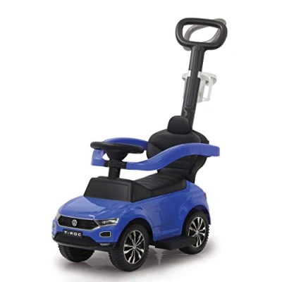 Imagen de Jamara 460462 Correpasillo VW T Roc 3en1 Azul Antivuelco, Sonidos, Protección Lateral, Soporte con función de dirección, Portavasos, Apoyapiés Extensible