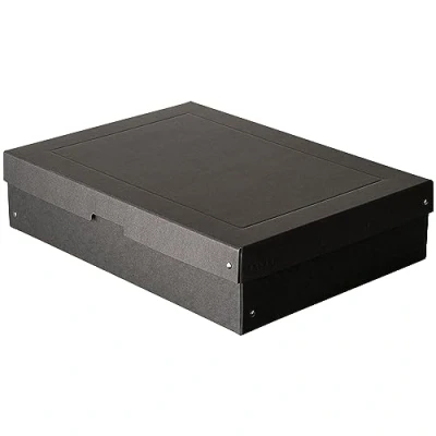 Imagen de FALKEN PureBox Black Made in Germany, 100 mm de alto, DIN A3. caja almacenamiento con tapa cartón reciclado, Ángel azul, vegano, regalo, transporte, multiusos