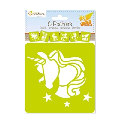 Imagen de Clairefontaine ES Avenue Mandarine Set de 6 plantillas con formas y diseños diferentes (Animales, objetos, letras, etc.)