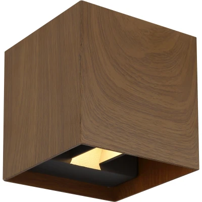 Imagen de Globo Aplique exterior Veronika up/down cubo look madera