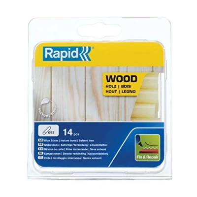 Imagen de Rapid 40107360 Cola 125g D12x94 mm. Madera, Amarillo, 14 Sticks │ 94mm, Set de 13 Piezas