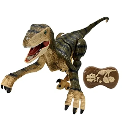 Imagen de Lexibook, RC Raptor Control, Dinosaurio teledirigido Realista, Movimientos articulados, Rugidos, Efectos Luminosos, Recargable, Control Remoto fósil Incluido, DINO01