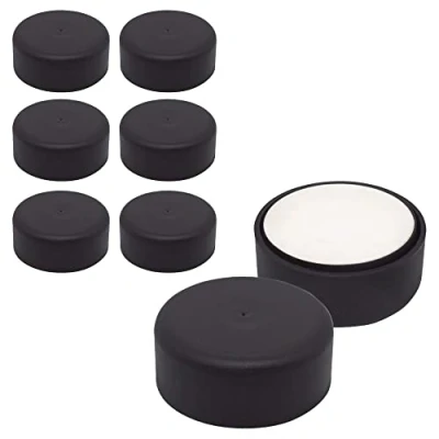 Imagen de Diforma Paquete de 8 patas ajustables en altura para muebles, redondas 55 mm diámetro, material plástico, instalación mediante adhesivo (8, negro mate)