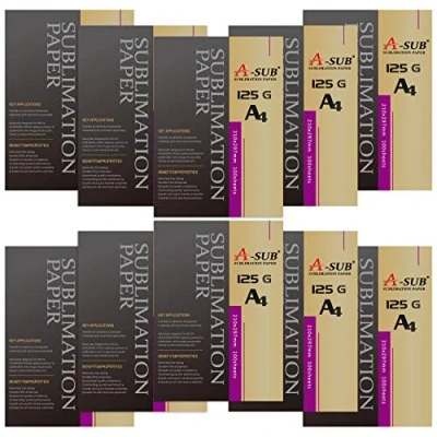 Imagen de A SUB Papel de Sublimación A4, 210x297 mm, 1000 Hojas, 125 g/m², Compatible con Impresoras EPSON, SAWGRASS, RICOH, BROTHER