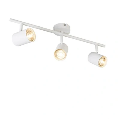 Imagen de Qazqa Plafón moderno blanco inclinable JEANA 3 Acero Alargada Adecuado para LED Max. x 35 Watt