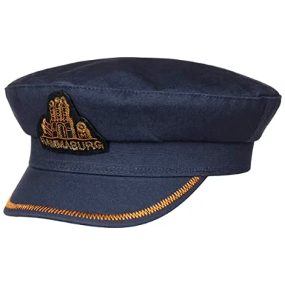 Imagen de HAMMABURG Gorra Capitán Mujer/Hombre Gorro de Marinero con Visera Marinera Visera, Forro Verano/Invierno S (54 55 cm) Azul Oscuro