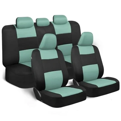 Imagen de BDK PolyPro Juego Completo de Fundas Asiento Coche, Color Menta sobre Negro, protección Banco Dividido Delantero y Trasero, fácil Instalar con Acento Dos Tonos, Ajuste Universal para