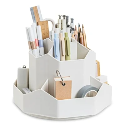 Imagen de Newpop organizador escritorio, portalapices Con 9 Compartimentos, portalápices giratorio de 360 grados, boligrafos y papelería, lapices para Oficina Escuela
