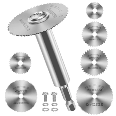 Imagen de 7 Piezas Discos de Corte para Taladro, HSS Hojas Taladro Disco con (100mm) Vástago Hexagonal 1/4&quot;, Mini Sierra Circular Madera Plástico Metal