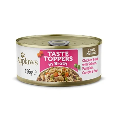 Imagen de Applaws Comida Húmeda para Perros 100% Natural, Pechuga de Pollo con Salmón en Caldo, Paquete 12 Latas 156g