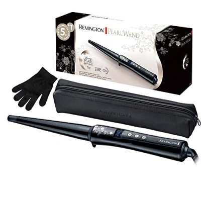 Imagen de Remington Rizador de Pelo Conique Pearl Cerámica Avanzada con Perla, Ondulador Barril 13 25 mm, Crea Rizos Suaves y Sueltos, Temperatura hasta 210C, Digital, Punta Fría CI951