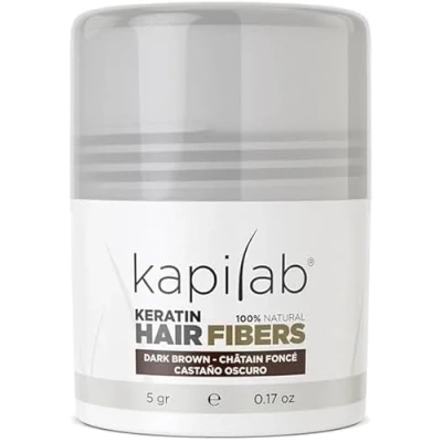 Imagen de Kapilab Fibras Capilares Disimula la falta de Cabello al Instante Microfibras en Polvo Queratina para Hombres y Mujeres Tapa Calvicie forma Natural 5gr Castaño Oscuro