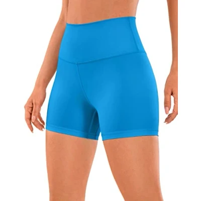 Imagen de CRZ YOGA Mujer Pantalones Cortos Deportivos de Cintura Alta Running 10cm Azul Malgache 40