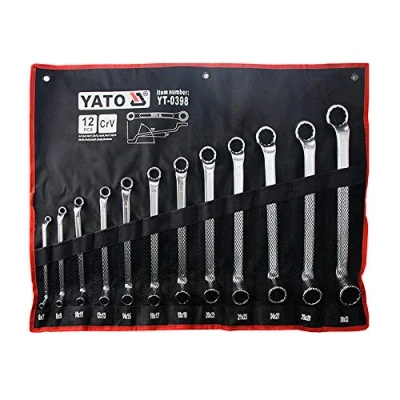 Imagen de YATO YT 0398 Kit llaves estrella de dos bocas 6x7, 8x9, 10x11, 12x13, 14x15, 16x17, 18x19, 20x22, 21x23, 24x27, 25x28, 30x32 mm 12 Acero cromo vanadio