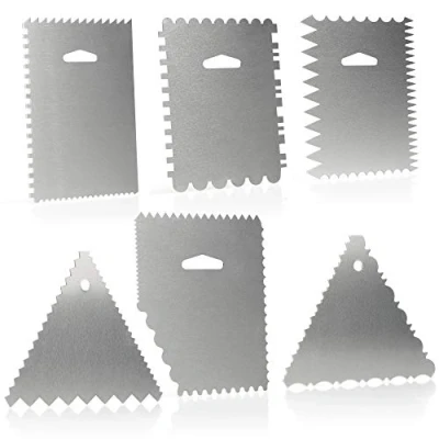 Imagen de COM FOUR® Juego de espátulas 6 piezas espátula aluminio para pasteles herramienta modelado hornear y cocinar esparcidor con 23 patrones