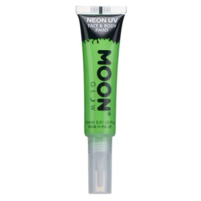 Imagen de Moon Glow Pintura facial y corporal UV neón con aplicador de brocha Verde intenso 15 ml (Paquete 1)