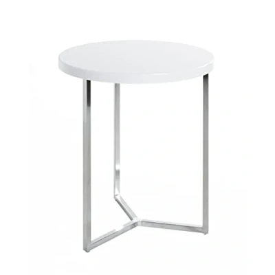 Imagen de HAKU Möbel Mesa auxiliar cromo, blanco, MDF, metal Dim.: AL 54 cm x diámetro 45 cm, Estilo: Moderno