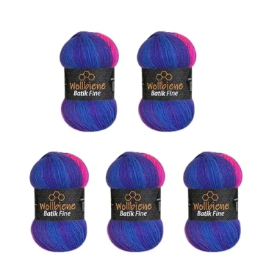 Imagen de Wollbiene Batik Fine 1530 Ovillos de lana con degradado (5 unidades, 100 g, 500 g), multicolor