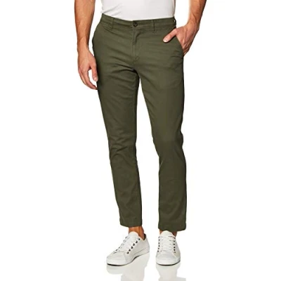 Imagen de Amazon Essentials Pantalones Chinos de Pitillo, elásticos, Informales Hombre, Verde Oliva, 33W / 28L