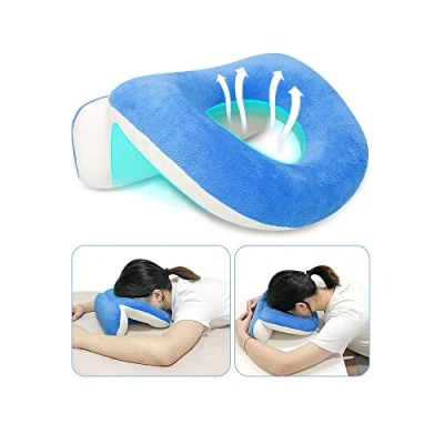 Imagen de Almohada Boca Abajo después de la cirugía Ocular propensa a vitrectomía Retina, Equipo recuperación donas, Facial Masaje, Cuna Cabeza, Escritorio para Siesta(Azul)