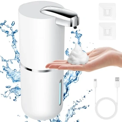 Imagen de AiQInu Dispensador de Jabón Automático, 380ml Pared, IPX5 Resistente, USB Sensor Dispenser Jabon Cocina, 4 Niveles Ajustables, para Champú y Acondicionador, Baño Hotel Oficina