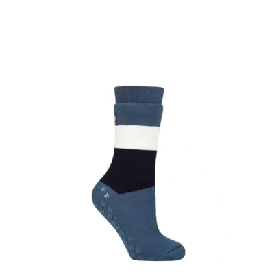 Imagen de IOMI Heat Holders Calcetines térmicos para hombre y mujer, 3,1 tog, cálidos, antideslizantes, Raynauds, Denim Block Stripe, 4 11