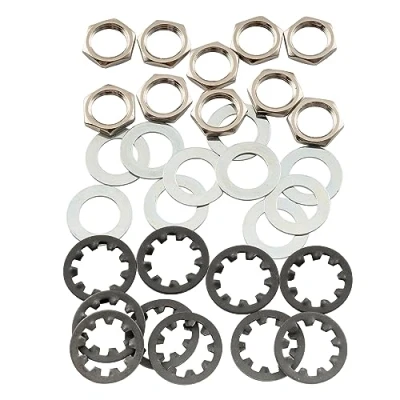 Imagen de Musiclily Pro 3/8 Pulgada Tuercas Arandelas y Dentada de Acero Set para Potenciometros USA CTS Jack Switchcraft(10 Piezas)