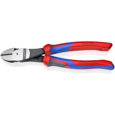 Imagen de Knipex Alicates de corte diagonal fuerza negro atramentado, con fundas multicomponentes 200 mm (cartulina autoservicio/blíster) 74 02 SB