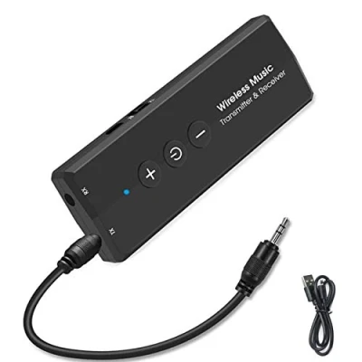 Imagen de EasyULT Transmisor Receptor Bluetooth 5.0, Inalámbrico Adaptador Portátil 3 en 1 con 3.5mm Audio Cable, para PC/TV/Auriculares/Altavoces/Estéreo/Radio Negro