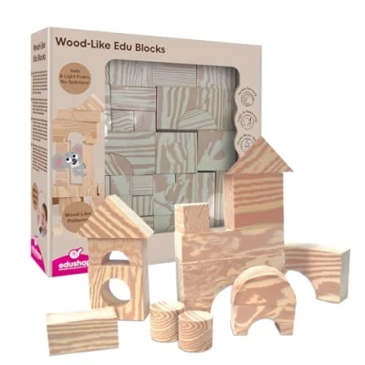 Imagen de Edushape Ed 716071 Edu Blocks imitación Madera 80 Piezas Juego de construcción