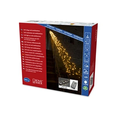 Imagen de Konstsmide 3863 800 Luces de Navidad Micro LED para Exteriores o Interiores (IP44), 8 Funciones, con Unidad Control Memoria, Cable Negro, Ámbar, 960, 12