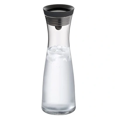 Imagen de WMF Botella de agua cristal con tapa negra y colador, 1,0l, sistema Close Up, colección Basic